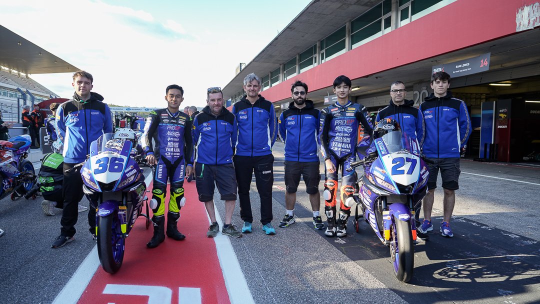 NitiRacing riders and crew trackside during a race weekend